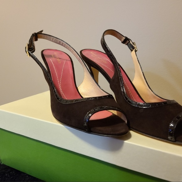 BNIB ♠️kate spade Slingback Peeptoe Heels size 8.5 - Picture 4 of 8